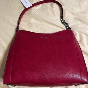 Red Calvin Klein leather bag